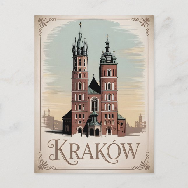 Krakow St. Mary's basilica vintage Postcard (Front)