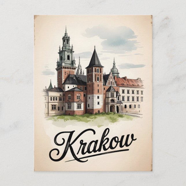 Krakow vintage postcard (Front)