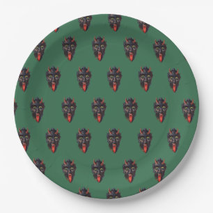 Krampus 9" Paper Plate in Green