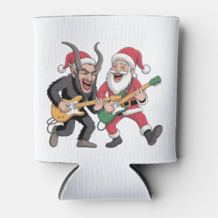 Krampus and Santa Playing Guitar Electric Xmas Can Cooler