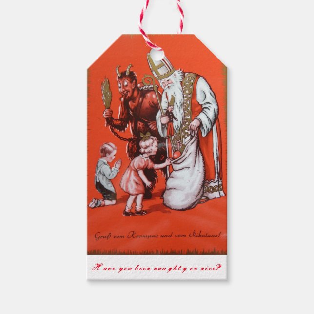 Krampus and St. Nicholas gift tag (Front)