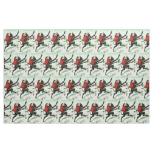 Krampus Chasing Bad Children Winter Snow Fabric