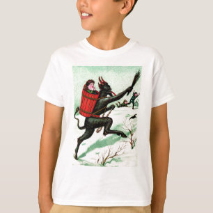 Krampus Chasing Bad Children Winter Snow T-Shirt