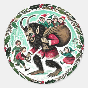 Krampus Christmas Classic Round Sticker
