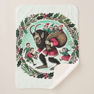 Krampus Christmas Sherpa Blanket