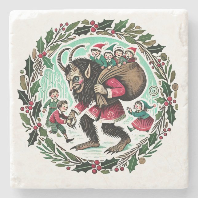 Krampus Christmas                                  Stone Coaster (Front)
