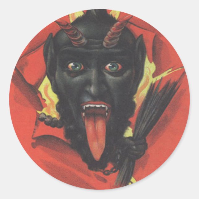 Krampus Classic Round Sticker (Front)