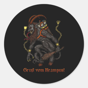 Krampus Dark Christmas Merry Krampus Holiday Horro Classic Round Sticker
