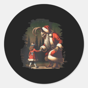 Krampus Dark Christmas Merry Krampus Holiday Horro Classic Round Sticker