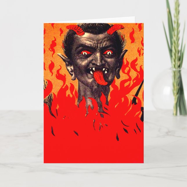 Krampus Emerging From Hell Holiday Card (Front)