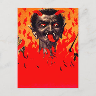 Krampus Emerging From Hell Postcard
