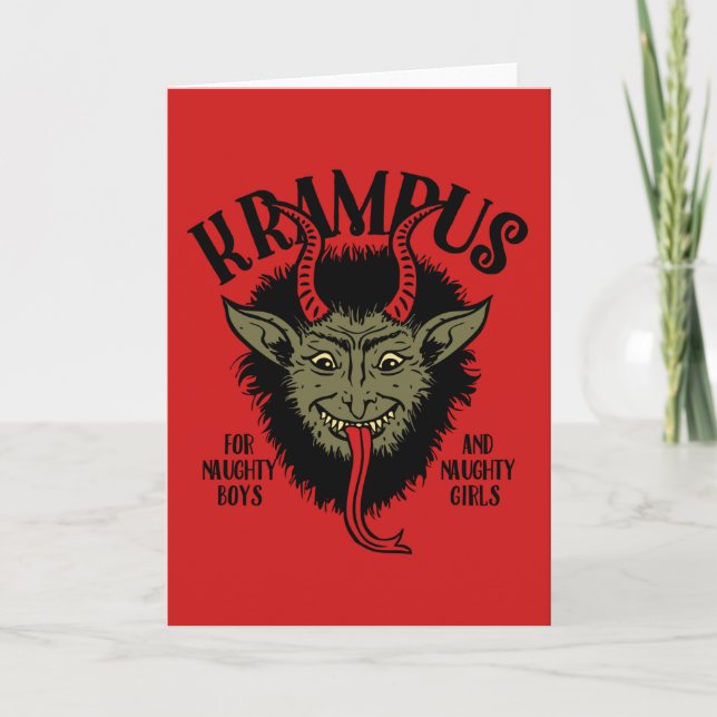 Krampus Face Naughty Holiday Card (Front)