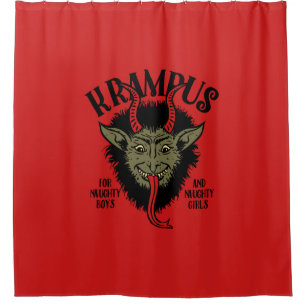 Krampus Face Naughty Shower Curtain