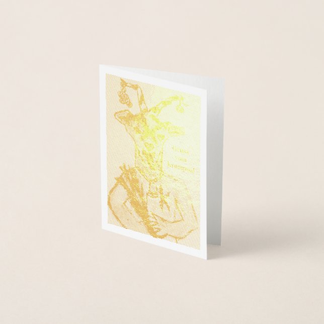Krampus Gold Foil Christmas Holiday Mini Card (Front)