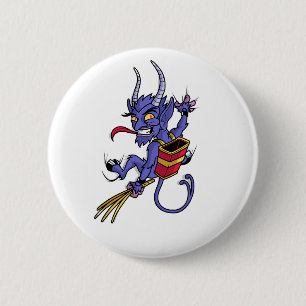 Krampus is coming christmas cartoon character illu 6 cm round badge