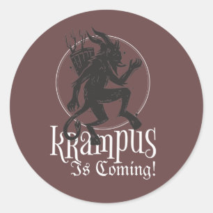 Krampus is Coming Christmas Holiday Classic Round Sticker