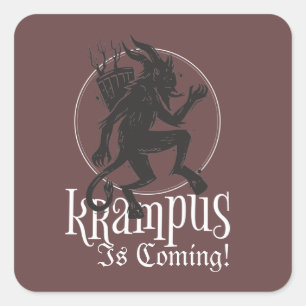 Krampus is Coming Christmas Holiday Square Sticker