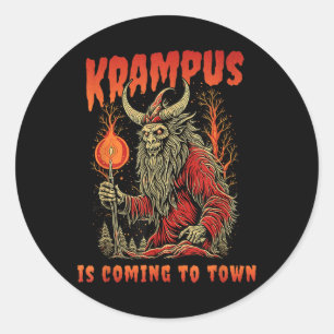 Krampus Is Coming To Town Christmas Horror Holiday Classic Round Sticker