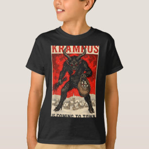 Krampus Is Coming To Town Christmas Horror Holiday T-Shirt
