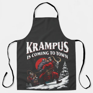 Krampus is Coming to Town Krampus Christmas  Apron
