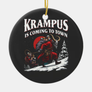 Krampus is Coming to Town Krampus Christmas Ceramic Tree Decoration
