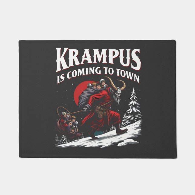 Krampus is Coming to Town Krampus Christmas  Doormat (Front)