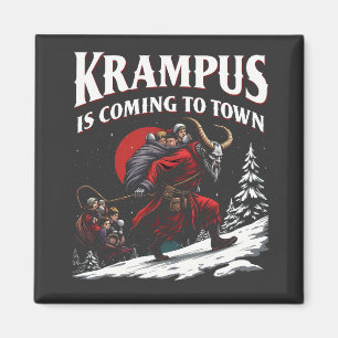 Krampus is Coming to Town Krampus Christmas Magnet