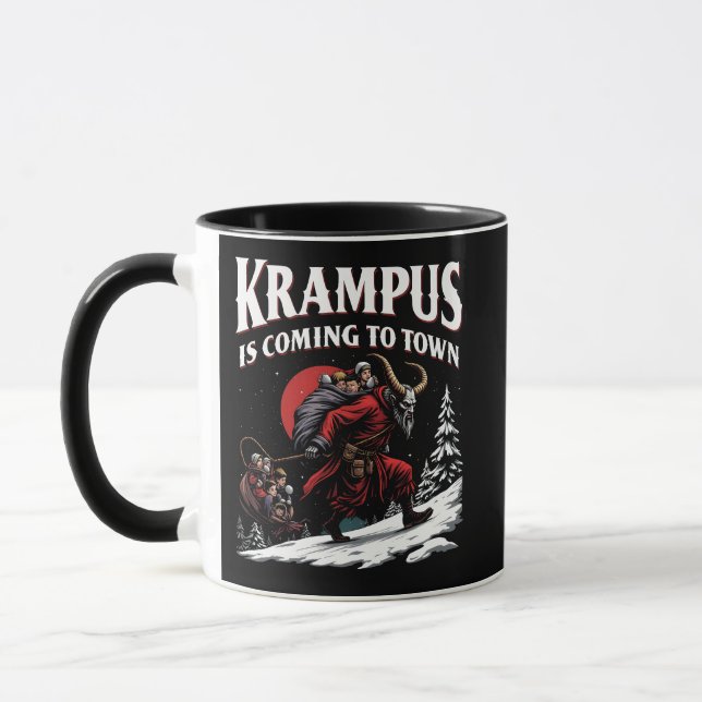 Krampus is Coming to Town Krampus Christmas  Mug (Left)