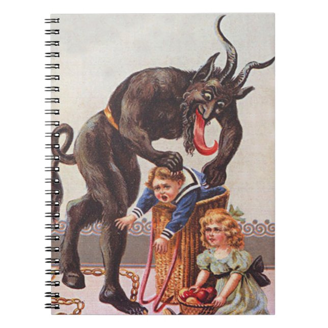 Krampus Kidnapping Children Spiral Notebook (Front)