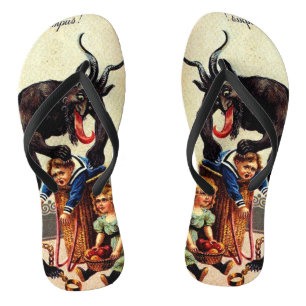 Krampus Kids Basket Holiday Christmas Flip Flops