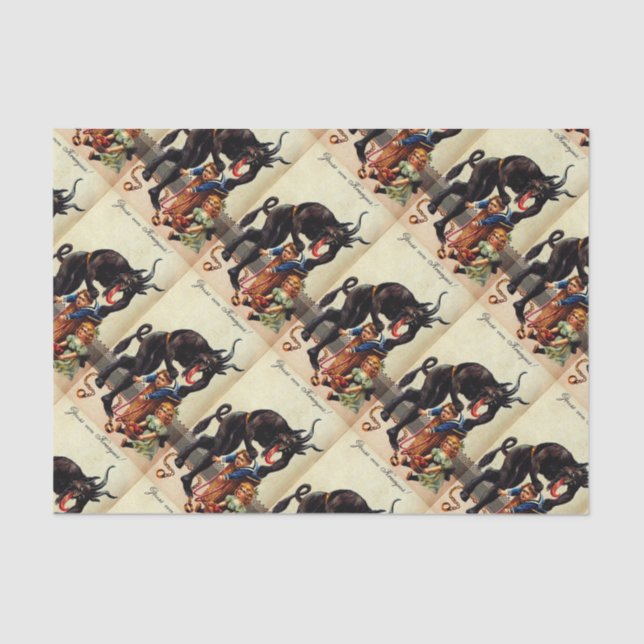 Krampus Kids in Basket Christmas Holiday Xmas Tissue Paper (Front)