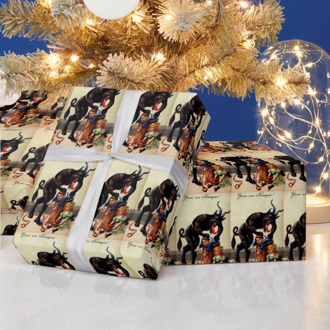 Krampus Kids in Basket Holiday Christmas Gift Wrap (Holidays)