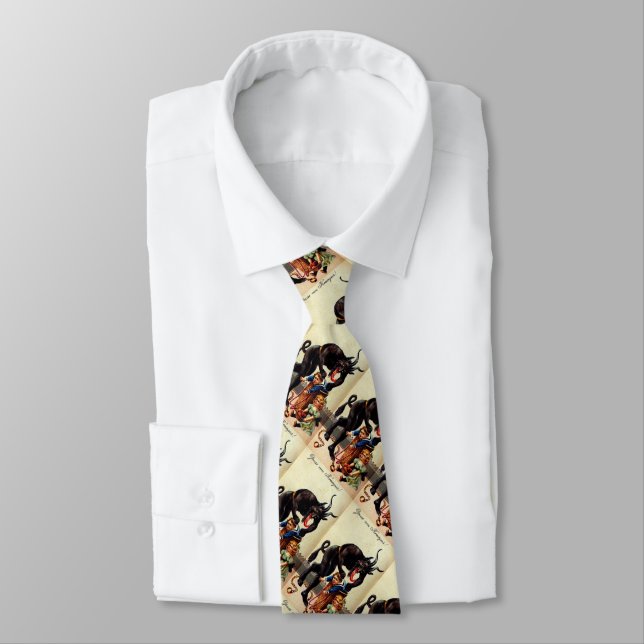 Krampus Kids in Basket Holiday Christmas Necktie (Tied)