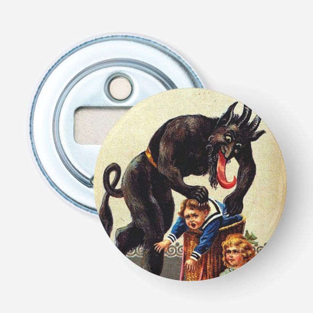 Krampus Kids in Basket Holiday Xmas Bottle Opener (Front)