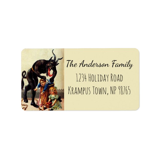Krampus Kids in Basket Vintage Xmas Christmas Label (Front)