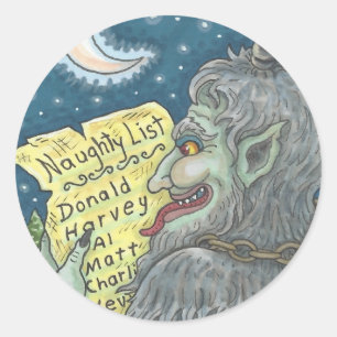 KRAMPUS NAUGHTY CHILDREN LIST CHRISTMAS STICKERS