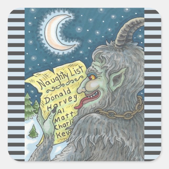 KRAMPUS NAUGHTY CHILDREN LIST CHRISTMAS STICKERS (Front)