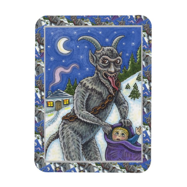 KRAMPUS & NAUGHTY CHILDREN, SCARY CHRISTMAS STORY MAGNET (Vertical)
