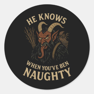 Krampus Naughty List Christmas Horror  Classic Round Sticker