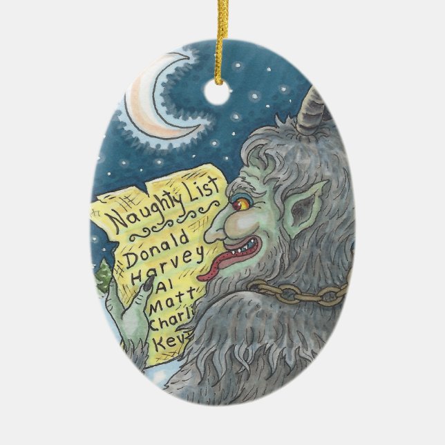 KRAMPUS NAUGHTY LIST Christmas Ornament Oval (Front)