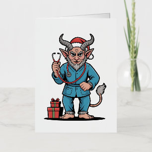 Krampus Nurse Christmas Evil Xmas Foil Holiday Card