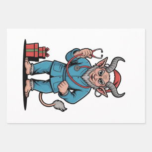 Krampus Nurse Christmas Evil Xmas Wrapping Paper Sheet