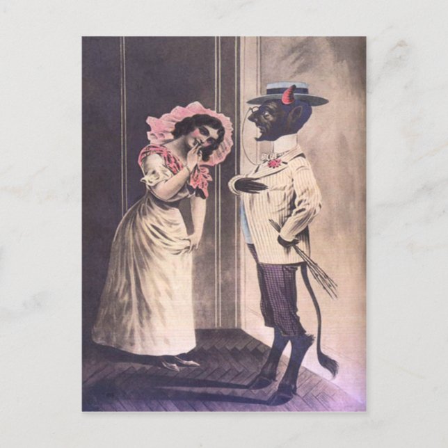 Krampus Picking Up Date Postcard (Front)