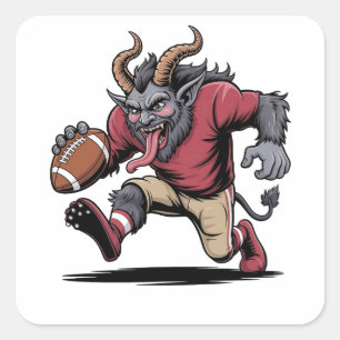 Krampus Playing Football Christmas Fitness Xmas  Square Sticker