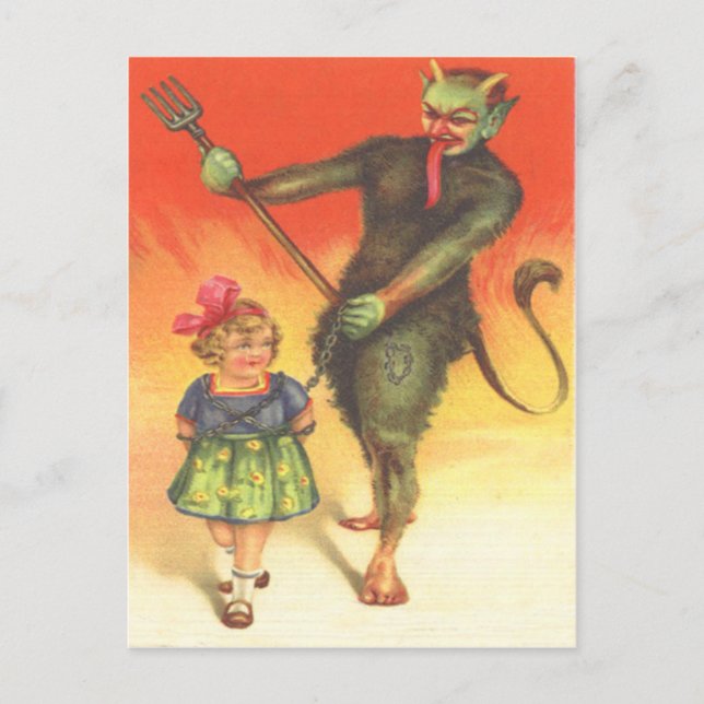 Krampus Punishing Child Postcard (Front)