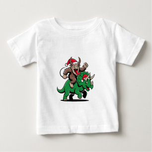 Krampus Riding A Dinosaur Santa Christmas Evil Baby T-Shirt