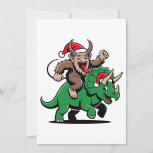 Krampus Riding A Dinosaur Santa Christmas Evil Card