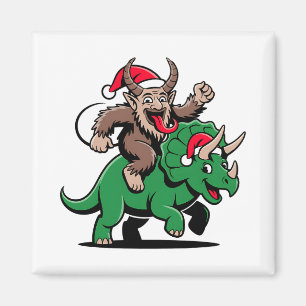 Krampus Riding A Dinosaur Santa Christmas Evil Magnet