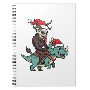Krampus Riding A Dinosaur Santa Christmas Evil Notebook