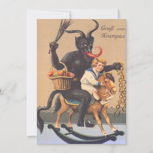 Krampus Riding Hobbyhorse With Boy (Front)